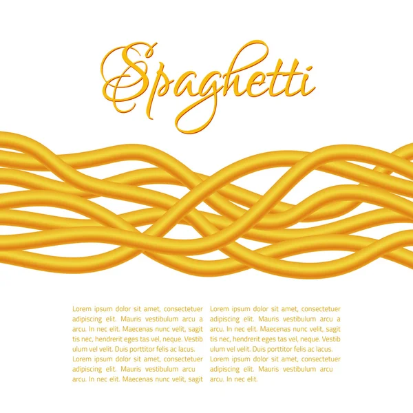Pasta de espagueti retorcida realista, composición horizontal — Vector de stock