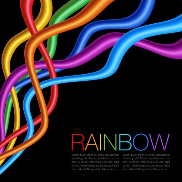 Rainbow Twisted Bright pulserande varor på svart bakgrund — Stock vektor