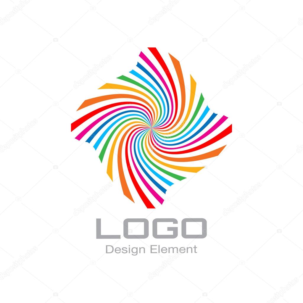 Colorful Bright Rainbow Spiral Logo. Raster Illustration
