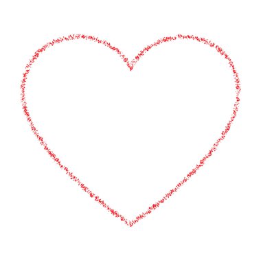 Kırmızı el çizilmiş ince dağılımı Grunge kalp logosu