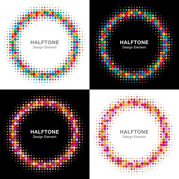 Set of Colorful Bright Halftone Circles — Stock Vector