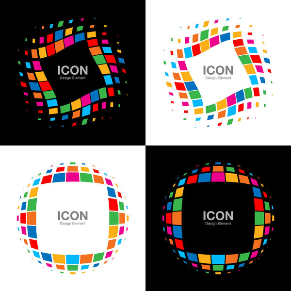 Set of Abstract Bright Rainbow Halftone Logo