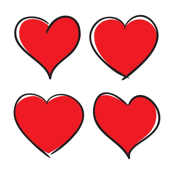 Набор нарисованных вручную сердец — стоковый вектор