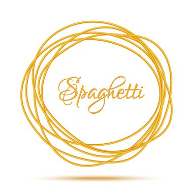 Gerçekçi bükülmüş spagetti makarna daire çerçeve