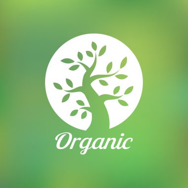 Organik yeşil ağaç logosu, ekolojik amblem, ekoloji doğal sembolü.