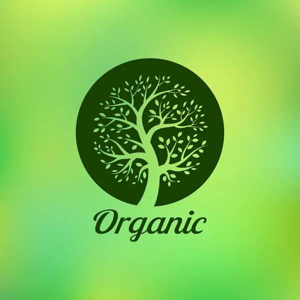 Organik yeşil ağaç logosu, ekolojik amblem, ekoloji doğal sembolü.