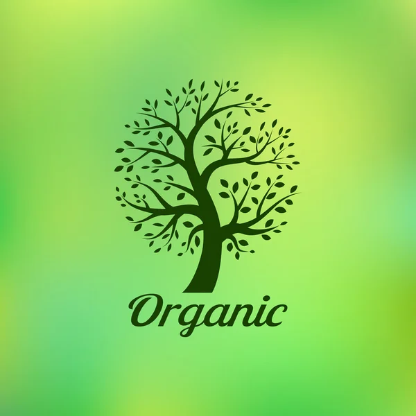 Βιολογικό πράσινο λογότυπο δέντρου, οικολογικό έμβλημα, οικολογικό φυσικό σύμβολο — Διανυσματικό Αρχείο