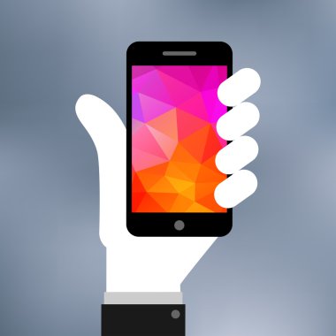 Smartphone düz illüstrasyon el simgesini