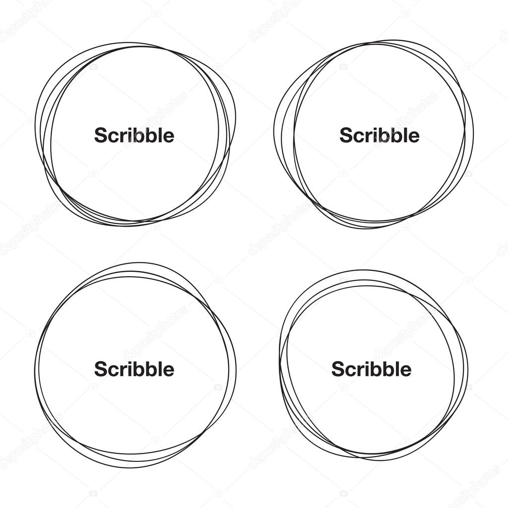 Set of Hand Drawn Scribble Circles, vector design elements