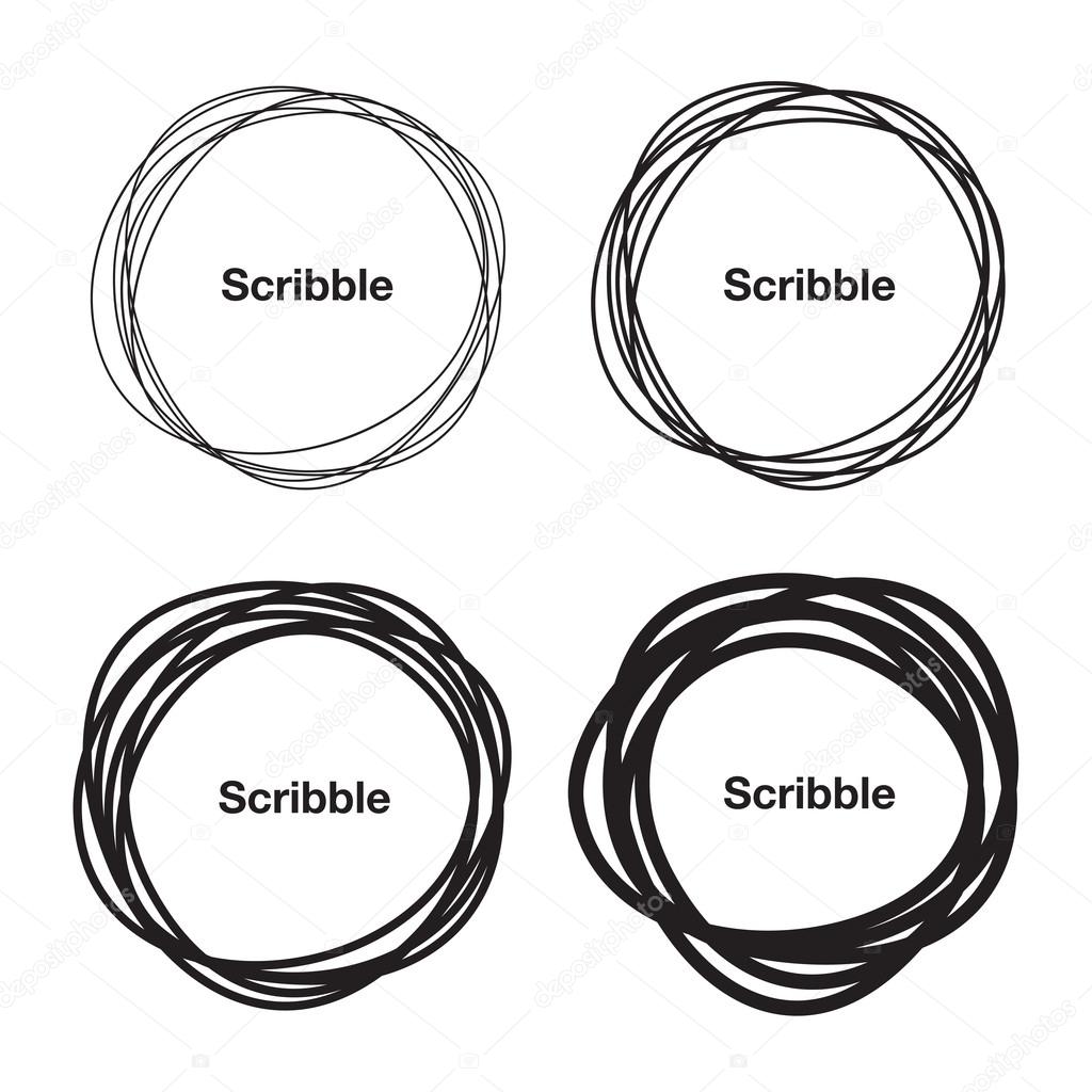 Set of Hand Drawn Scribble Circles