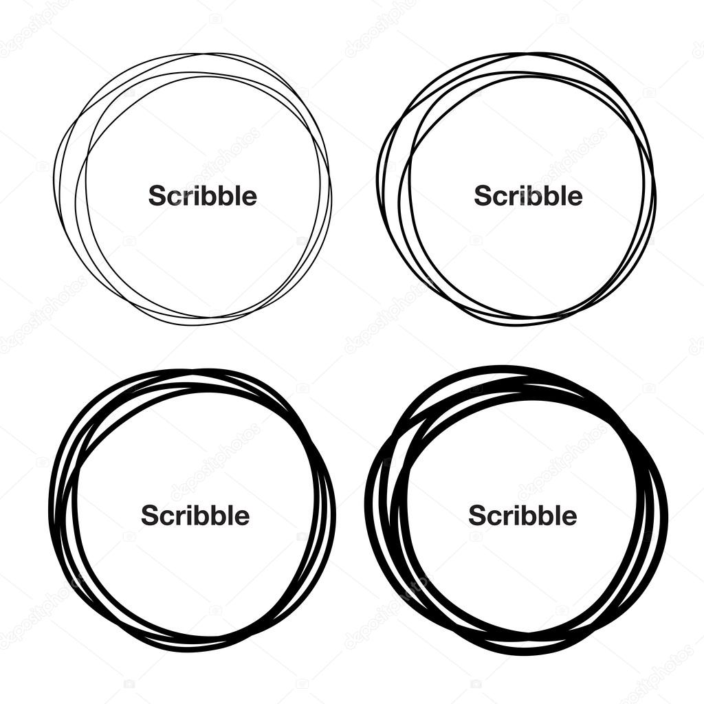 Set of Hand Drawn Scribble Circles, vector design elements