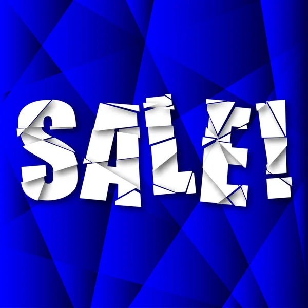 Sale Cut Paper Poster on Blue Background — Stock Vector