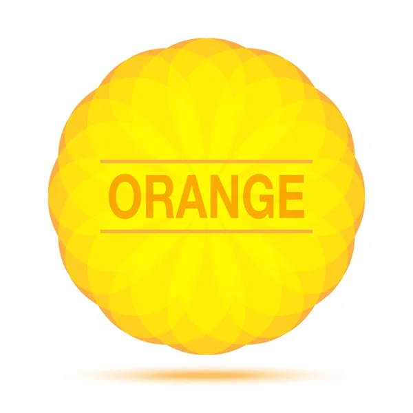 Güneşli dairesel turuncu Logo Amblem tasarım öğesi, kozmetik, sabun, şampuan, parfüm, etiket arka plan — Stok Vektör