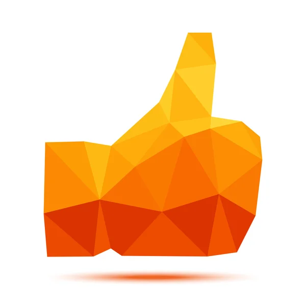 Oranžová - žlutá geometrický polygonální palec nahoru ikonu — Stockový vektor