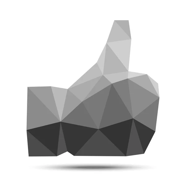 Gray geometric polygonal thumb up icon — Stock Vector