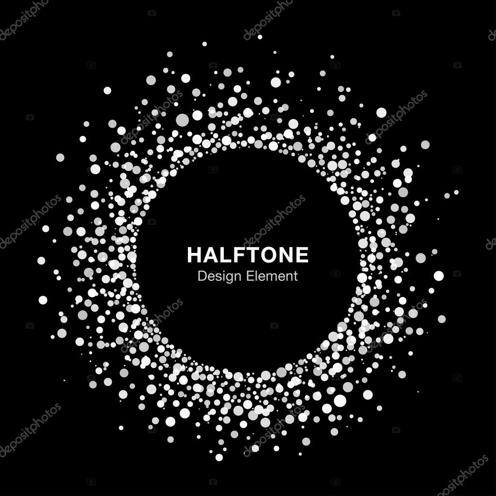 White Abstract Halftone Circle Frame Logo Design Element, vector illustration