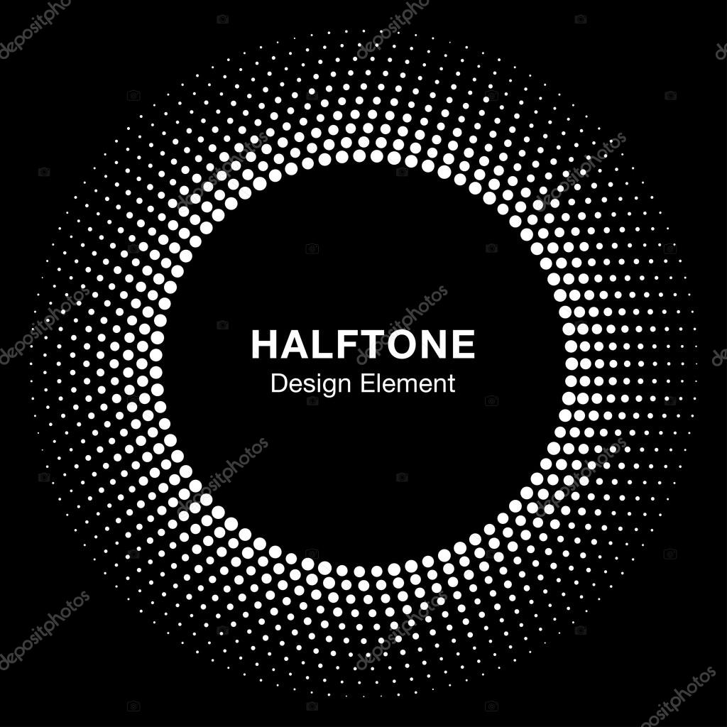 White Abstract Halftone Circle Logo Design Element, vector illustration
