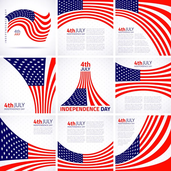 Σύνολο του σχεδιασμού ημέρα κομψό αμερικανική ανεξαρτησία, αμερικανική σημαία — Διανυσματικό Αρχείο