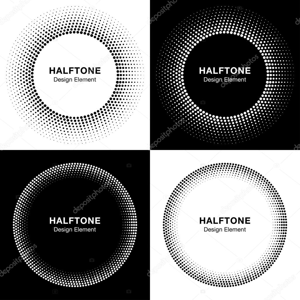 Set of  Abstract Halftone Circles, Logo Design Elements, vector illustration