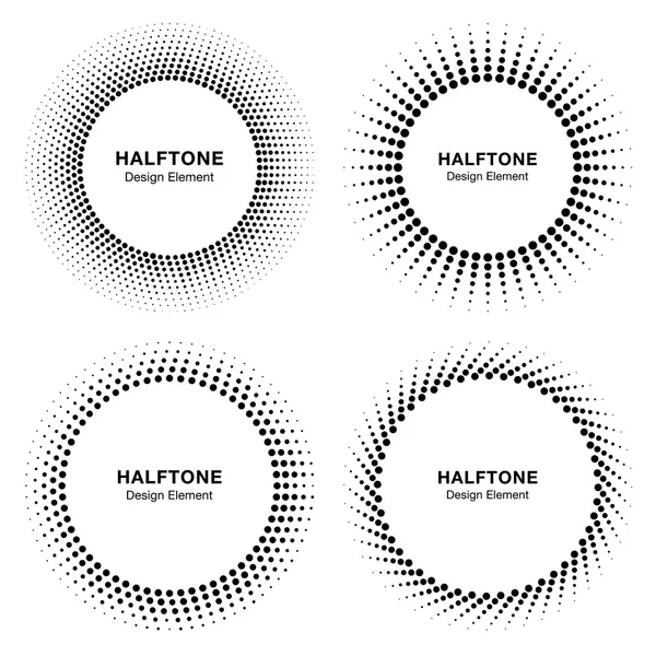 Uppsättning av svart abstrakt halvton cirkel ram logotyp, vektor illustration — Stock vektor