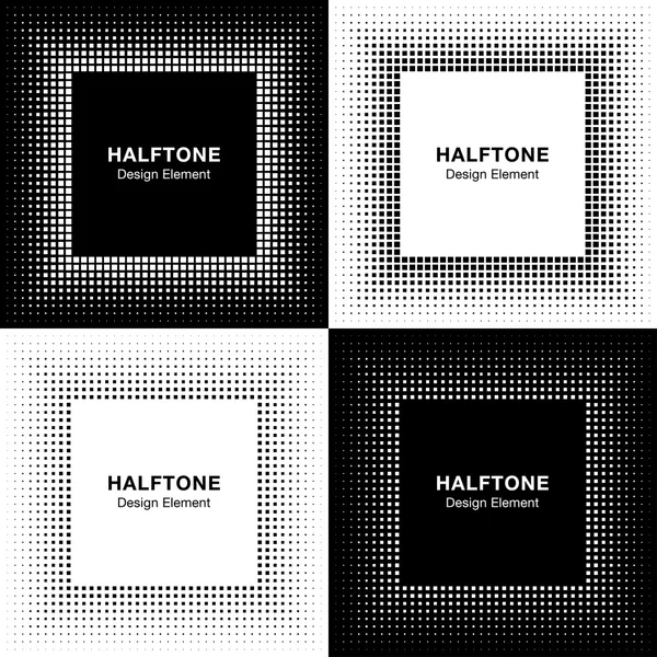 Set of Abstract Halftone Square Frame Backgrounds — Stock Vector