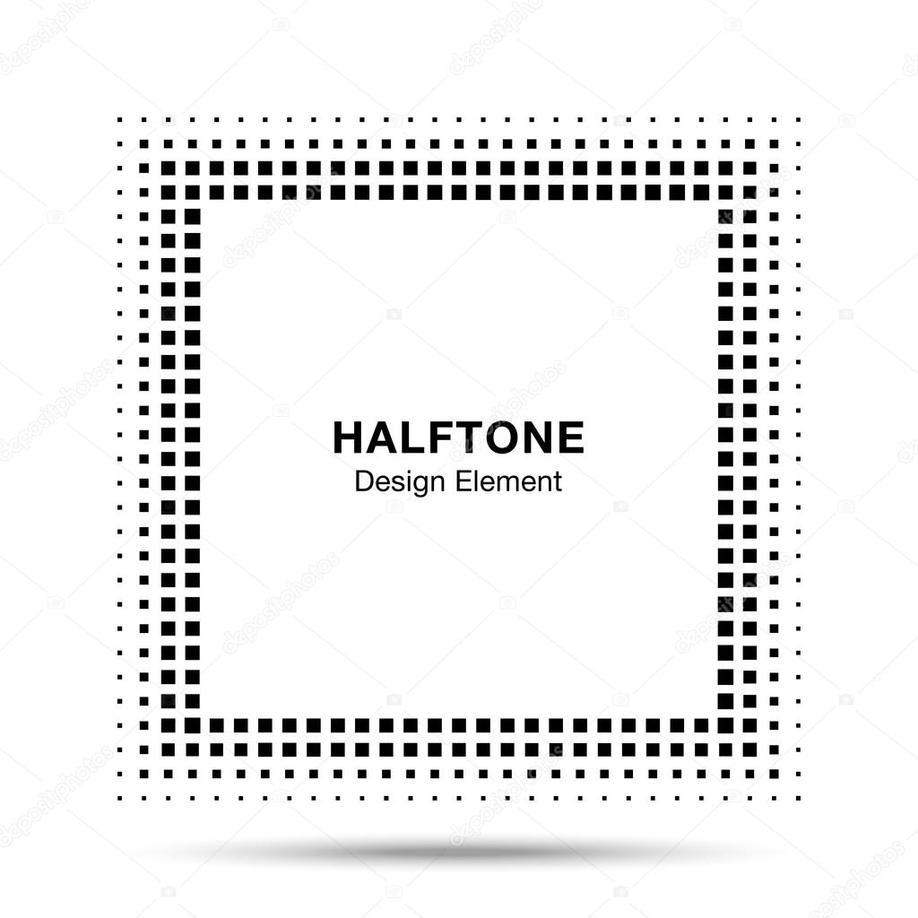 Black Abstract Halftone Square Frame Background