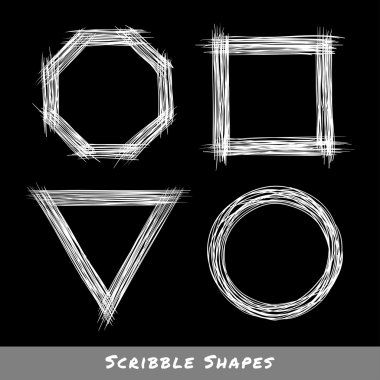 Beyaz elle çizilmiş karalama şekiller kümesi