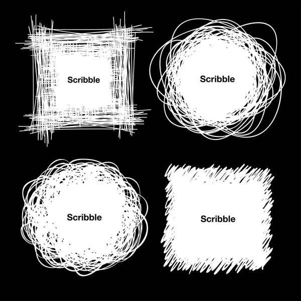 Conjunto de formas de garabato dibujado a mano blanco — Archivo Imágenes Vectoriales