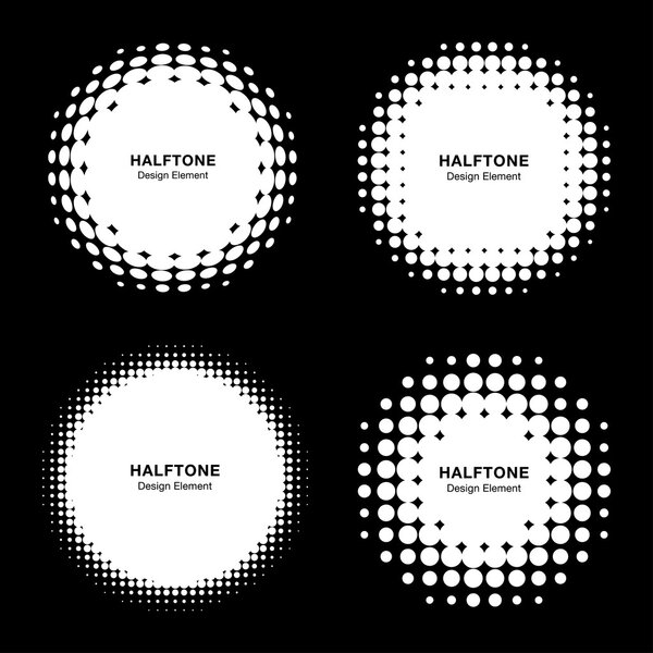 Set of Abstract White Halftone Design Elements