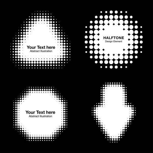 Ensemble d'éléments de conception demi-tons abstraits blancs — Image vectorielle