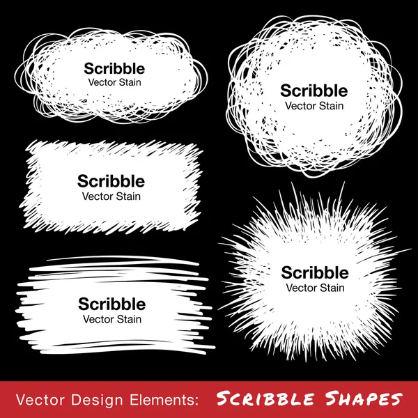 Set di forme bianche disegnate a mano Scribble — Vettoriale Stock