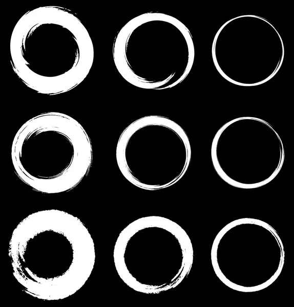 Set de manchas Grunge Circle blancas — Vector de stock