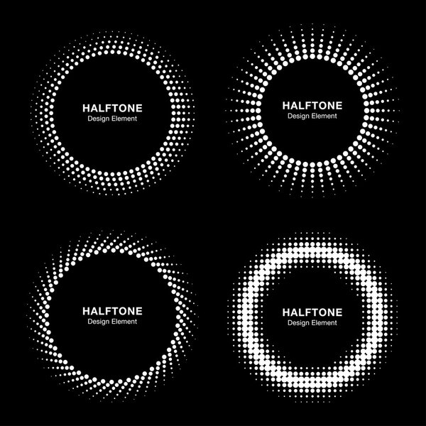 Set of White Abstract Halftone Circles Logo