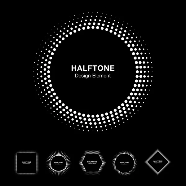 Uppsättning av vita abstrakt halvton former — Stock vektor