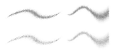 Yarım ton dalga deseni. Soyut Yarım Tonlu Çember Noktalar Dalgalı Arkaplan. Müzik Ses Dalgası. Vektör Ayarları.