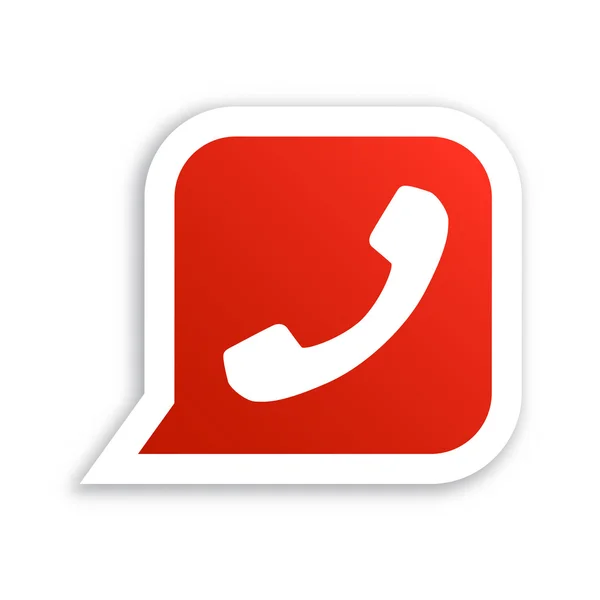 Auricular de teléfono blanco en el icono de burbuja de habla roja — Archivo Imágenes Vectoriales