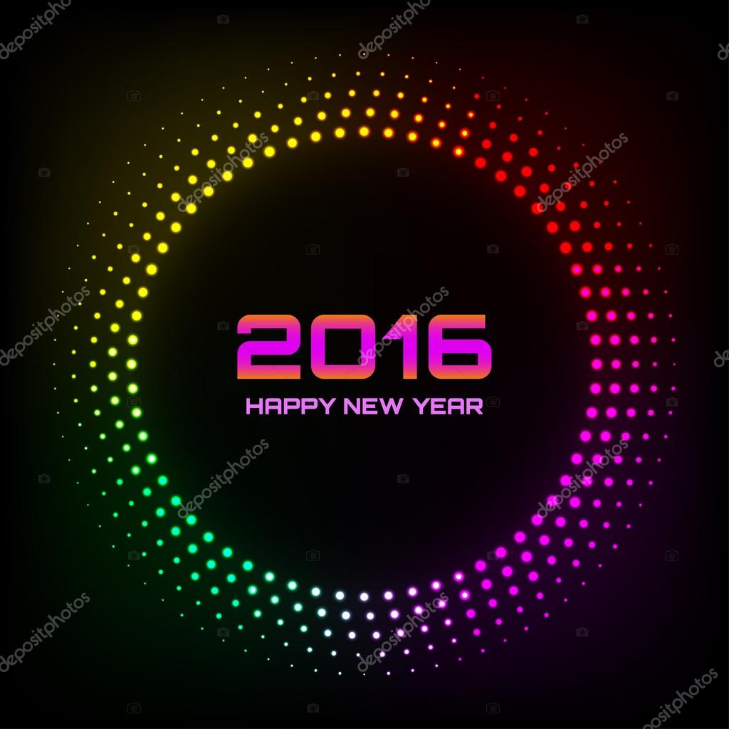 Colorful Bright Abstract Halftone New Year 2016 Background, vector logo illustration