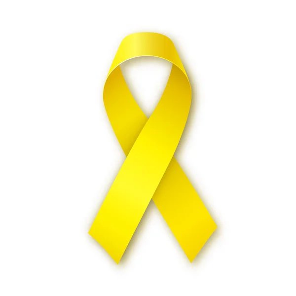 Желтая лента осознания. Символ поддержки рака костей и войск . — стоковый вектор