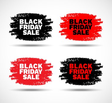 Siyah Cuma satış elle çizilmiş grunge lekeleri kümesi