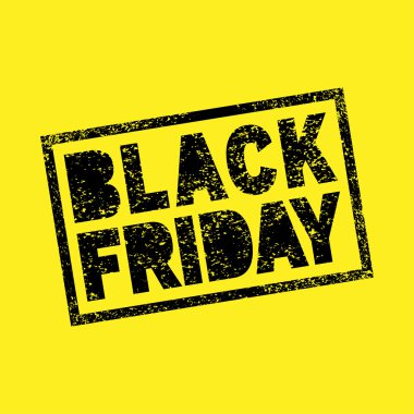 Sarı arka plan üzerine siyah Cuma satış karalama grunge damga.