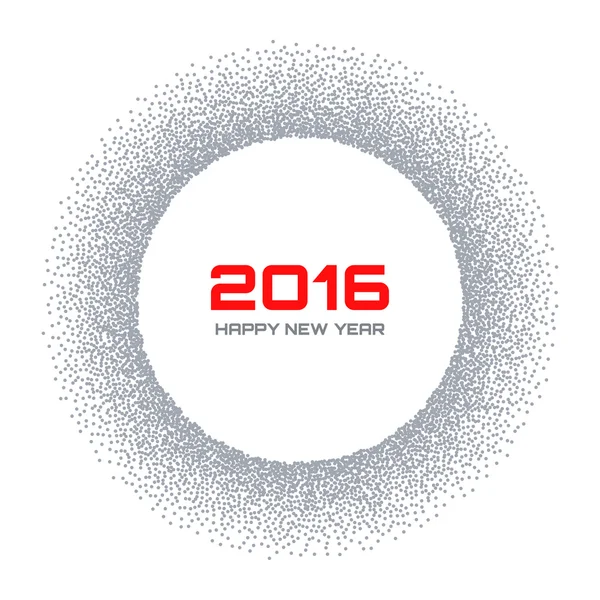 Marco gris Año Nuevo 2016 Fondo de círculo de copos de nieve — Vector de stock
