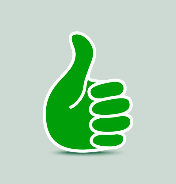 Green paper thumb up icon — Stock Vector