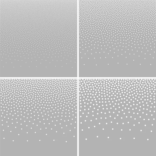 Set of Abstract Gradient Halftone White Dots on Gray Backgrounds — Stock Vector