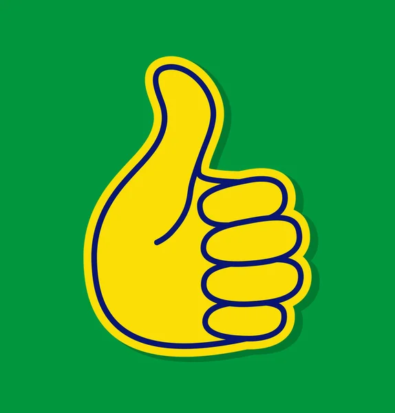 Thumb up using Brazil flag colors — Stock Vector