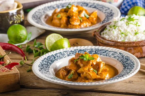 Curry kyckling med ris — Stockfoto