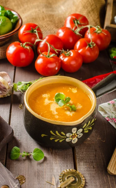 Kremowa zupa pomidorowa — Zdjęcie stockowe