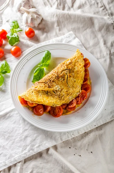 Rustieke omelet met tomaat — Stockfoto