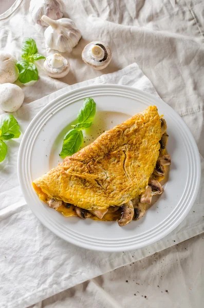 Rustieke omelet met paddestoelen — Stockfoto