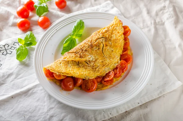 Rustic omelet with tomato — Stock Photo, Image