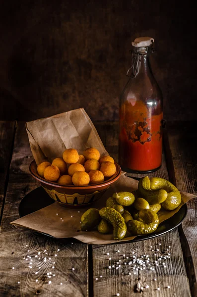 Kroket ve ketçap — Stok fotoğraf